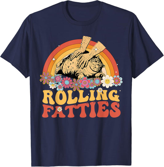 Funny Fat Kitten Cat Rolling Fatties Cute Kitty Owner Women T-Shirt - T-Shirt | Navy