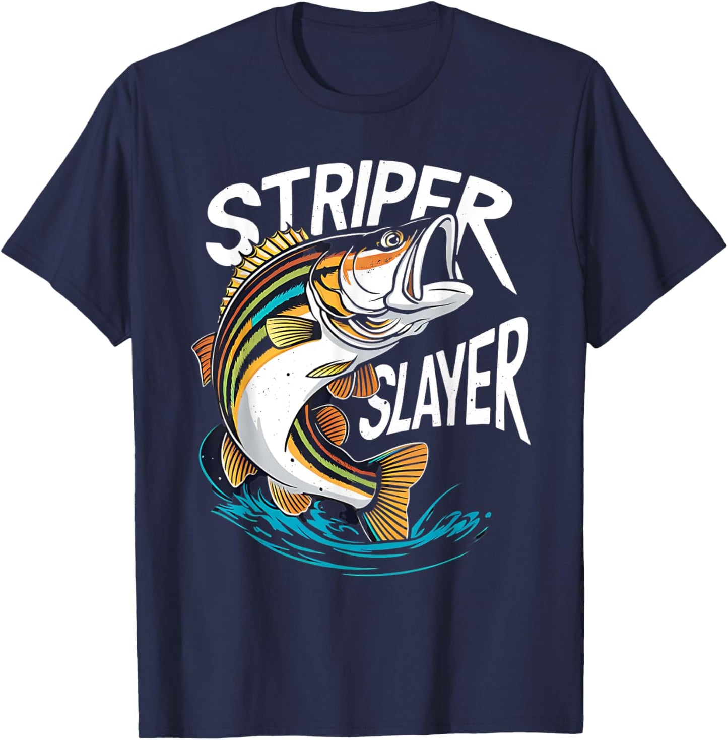 Striper Slayer Striped Bass Fishing Striper Fish T-Shirt - T-Shirt | Navy
