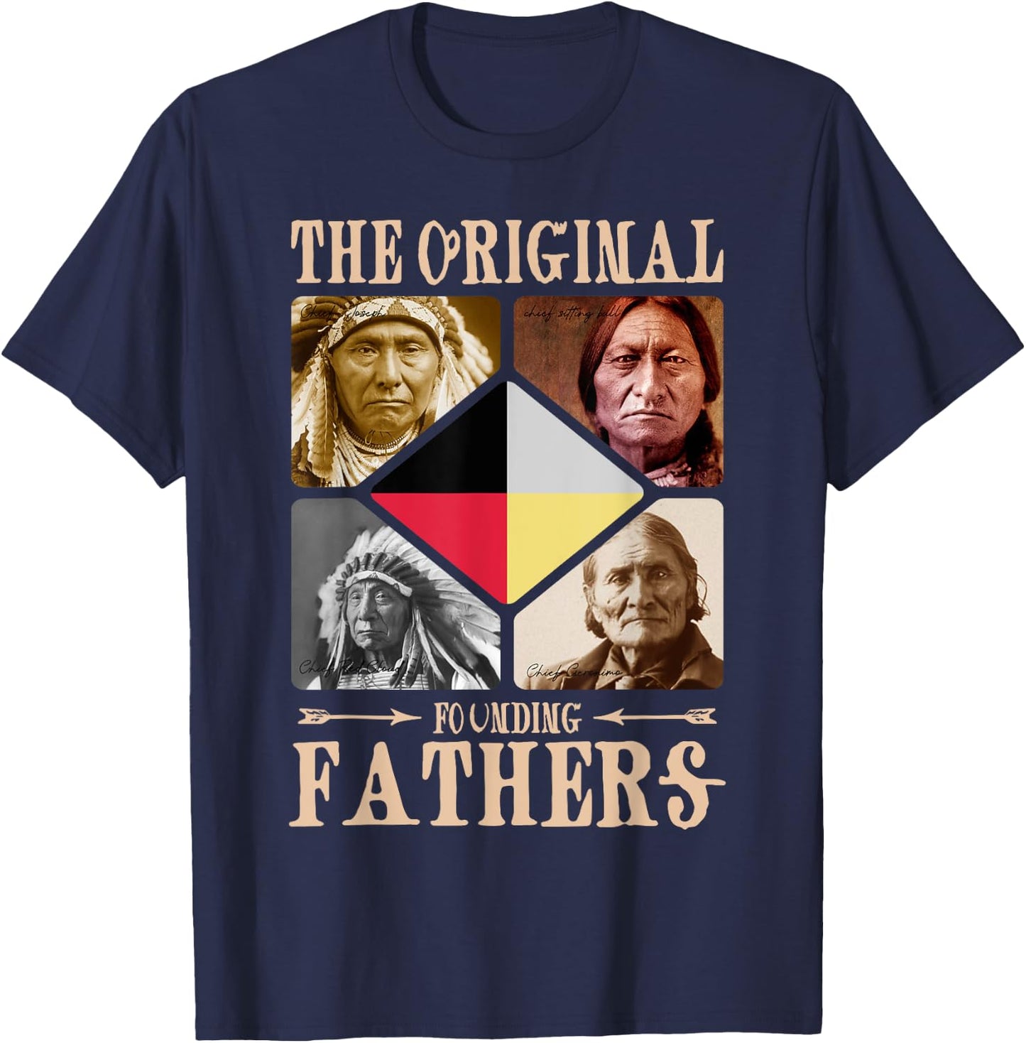 Original Founding Fathers Native American retro Tribe Pride T-Shirt - T-Shirt | Navy