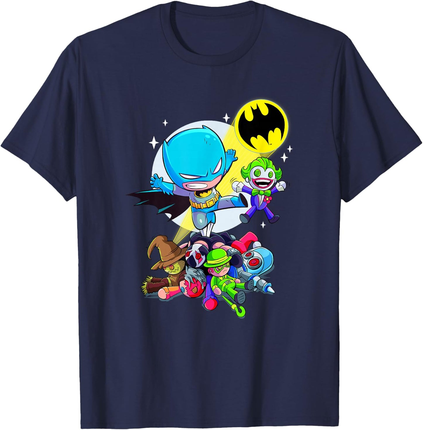 DC Super Friends Batman Defeats The Villains T-Shirt - T-Shirt | Navy