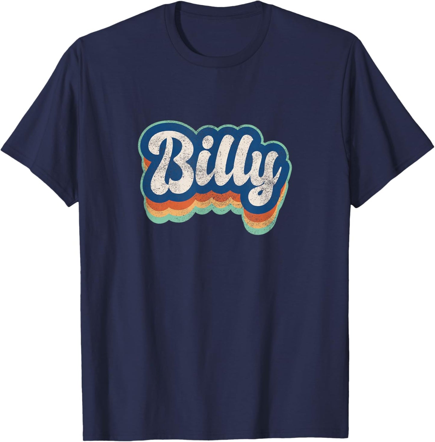 Billy First Name Boy Vintage Style 70s 80s Personalized T-Shirt - T-Shirt | Navy