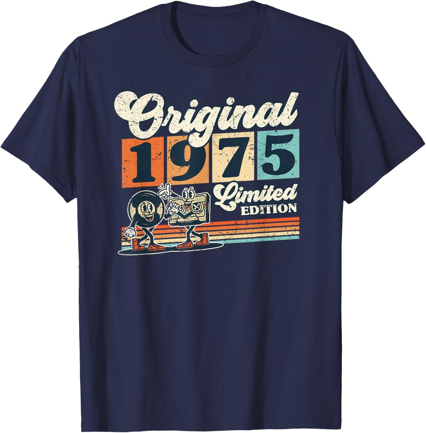 1975 Vintage Geburtstag Retro Vintage Männer Frauen Geschenk T-Shirt - T-Shirt | Navy