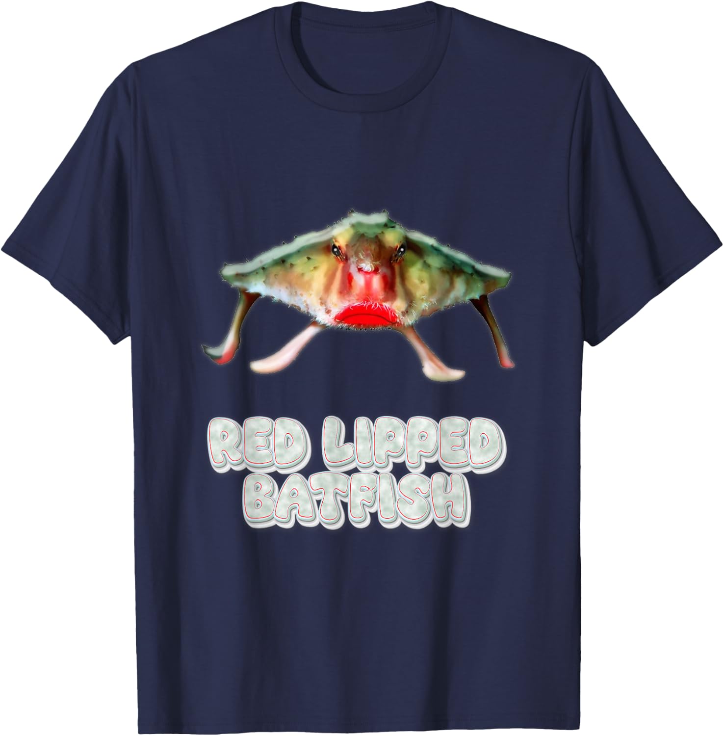 Red Lipped Batfish Photo T-Shirt - T-Shirt | Navy