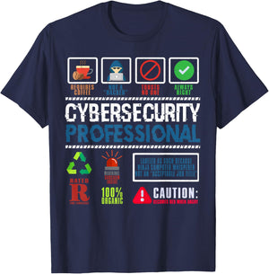 Cybersecurity Prints Cybersecurity Professional Not a Hacker , -Adults, Black, Short Sleeve, , Small T-Shirt - T-Shirt | Navy