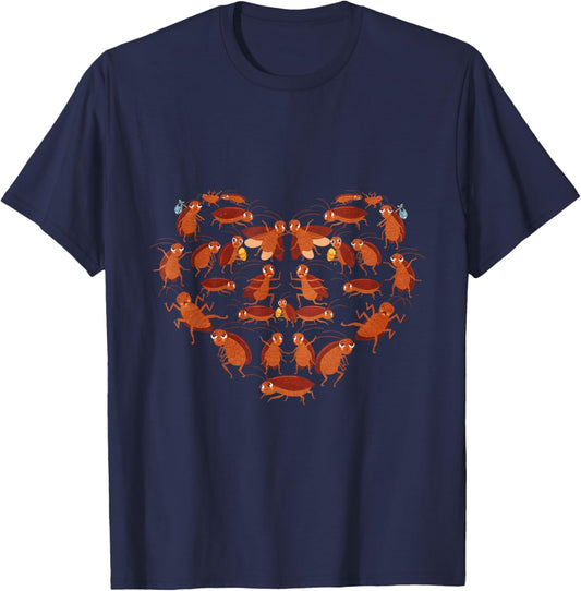 Heart Cockroaches T-Shirt - T-Shirt | Navy