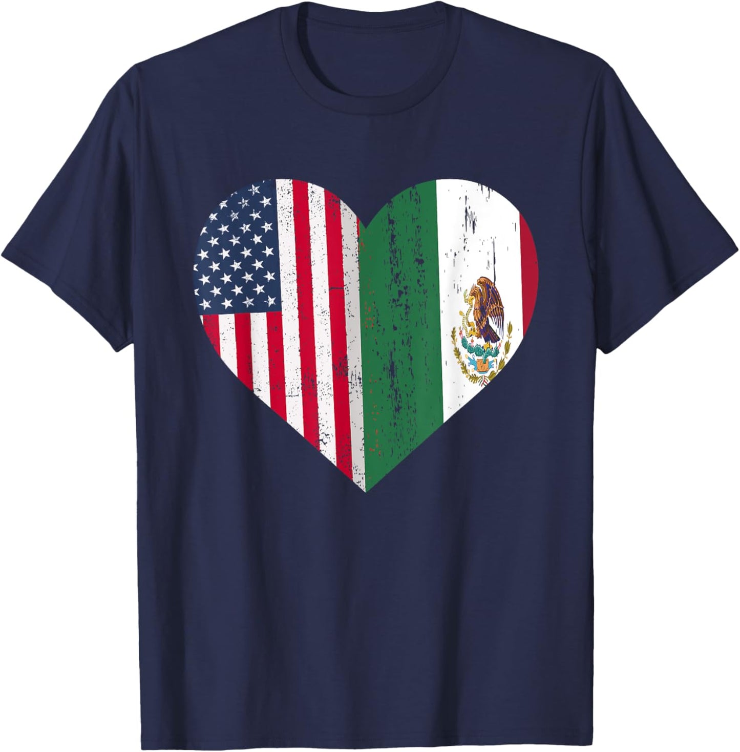 Mexico US Flag Patriot Mexican Flag American Flag T-Shirt - T-Shirt | Navy
