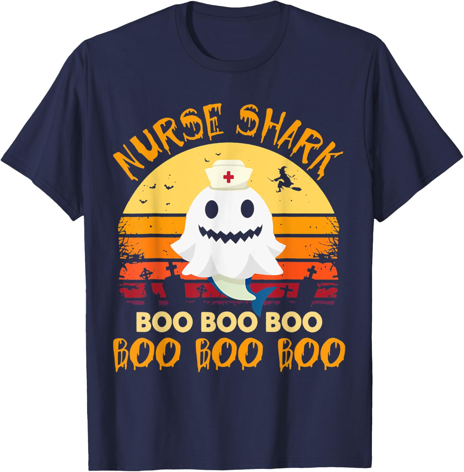 Nurse Shark Costume Boo Nurse Halloween Boo Boo Boo Shirt T-Shirt - T-Shirt | Navy