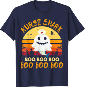Nurse Shark Costume Boo Nurse Halloween Boo Boo Boo Shirt T-Shirt - T-Shirt | Navy