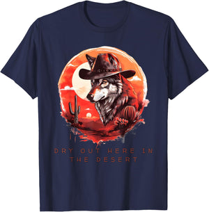 Majestic Desert Wolf - Cowboy Wolf T-Shirt - T-Shirt | Navy