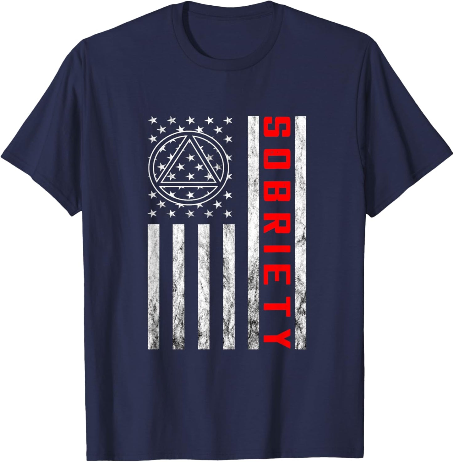 Vintage American Flag Sobriety Narcotics Anonymous Sober T-Shirt - T-Shirt | Navy