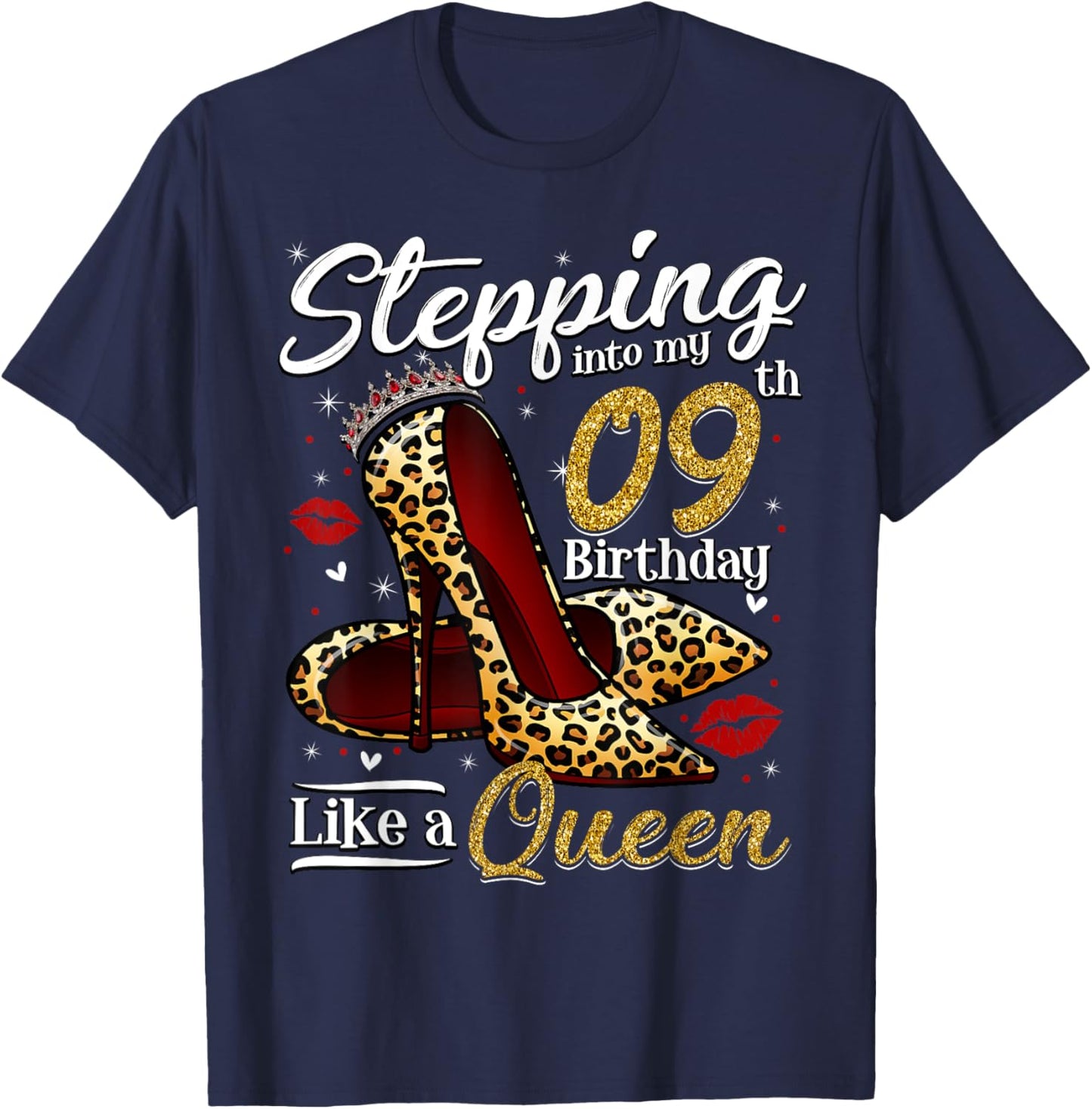 High Heels Stepping Into My 9th Birthday 9 and Fabulous T-Shirt - T-Shirt | Navy