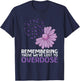 Overcome Drug Addiction And Overdose Awareness Purple Ribbon Sunflower - Women's Classic Fit Black Small T-Shirt - T-Shirt | Navy