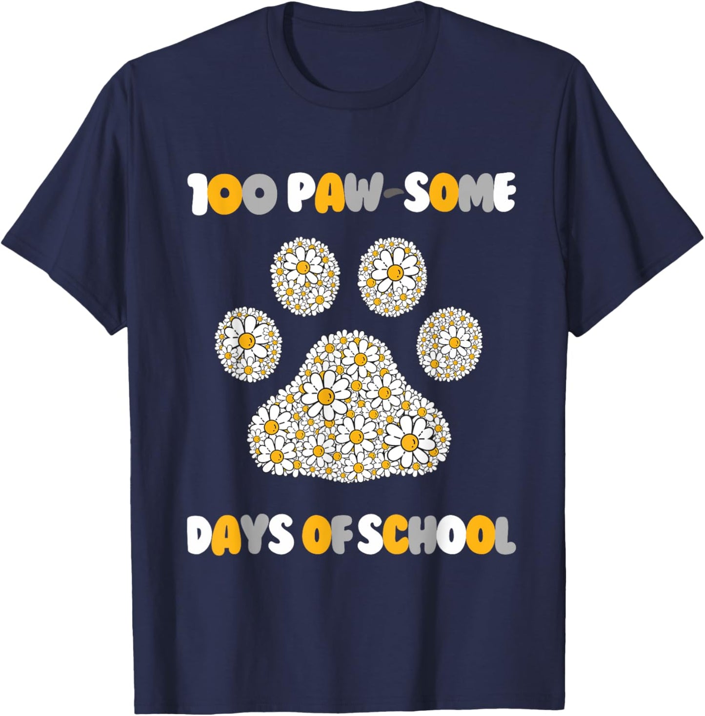 100 Paw-some Days of School Cat and dog 100th Day school T-Shirt - T-Shirt | Navy
