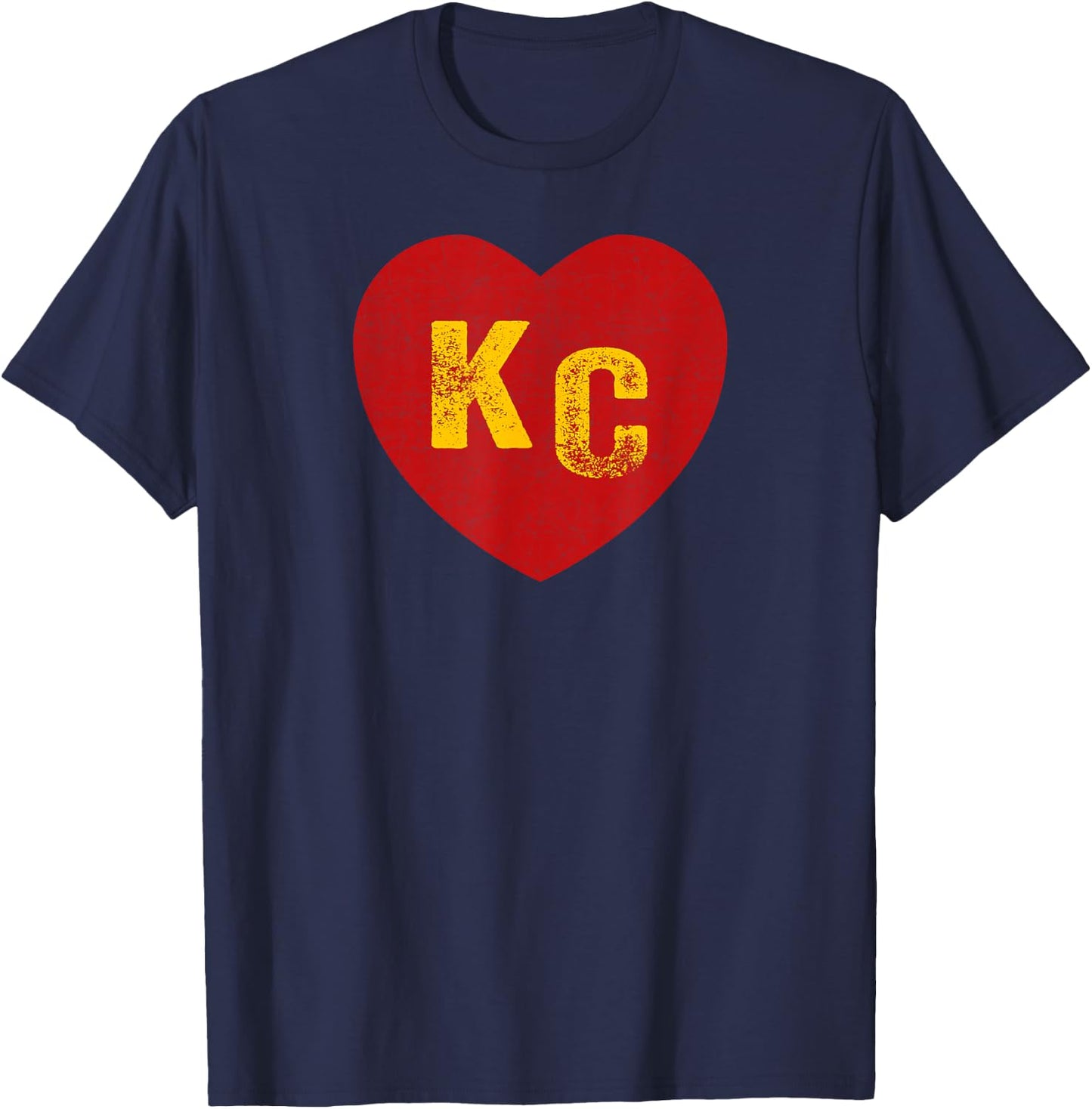 KC Red & Yellow Heart Kansas City Red/Yellow Heart kc red kc T-Shirt - T-Shirt | Navy