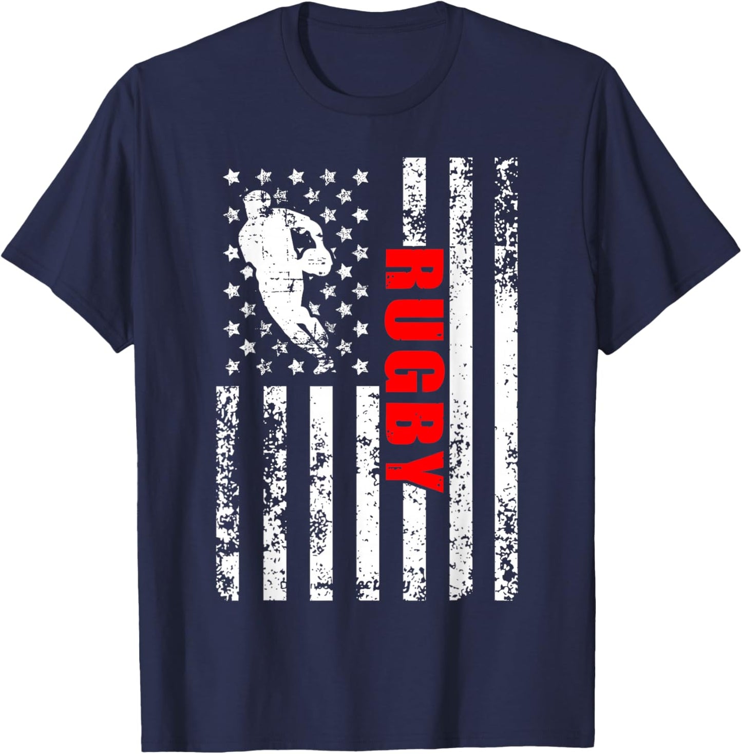 US American Flag Rugby Patriotic Rugby Girls Kids Men T-Shirt - T-Shirt | Navy