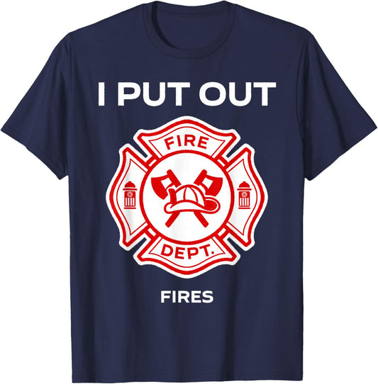 I Put Out Fires Firefighter Halloween Costume Firemen Men T-Shirt - T-Shirt | Navy