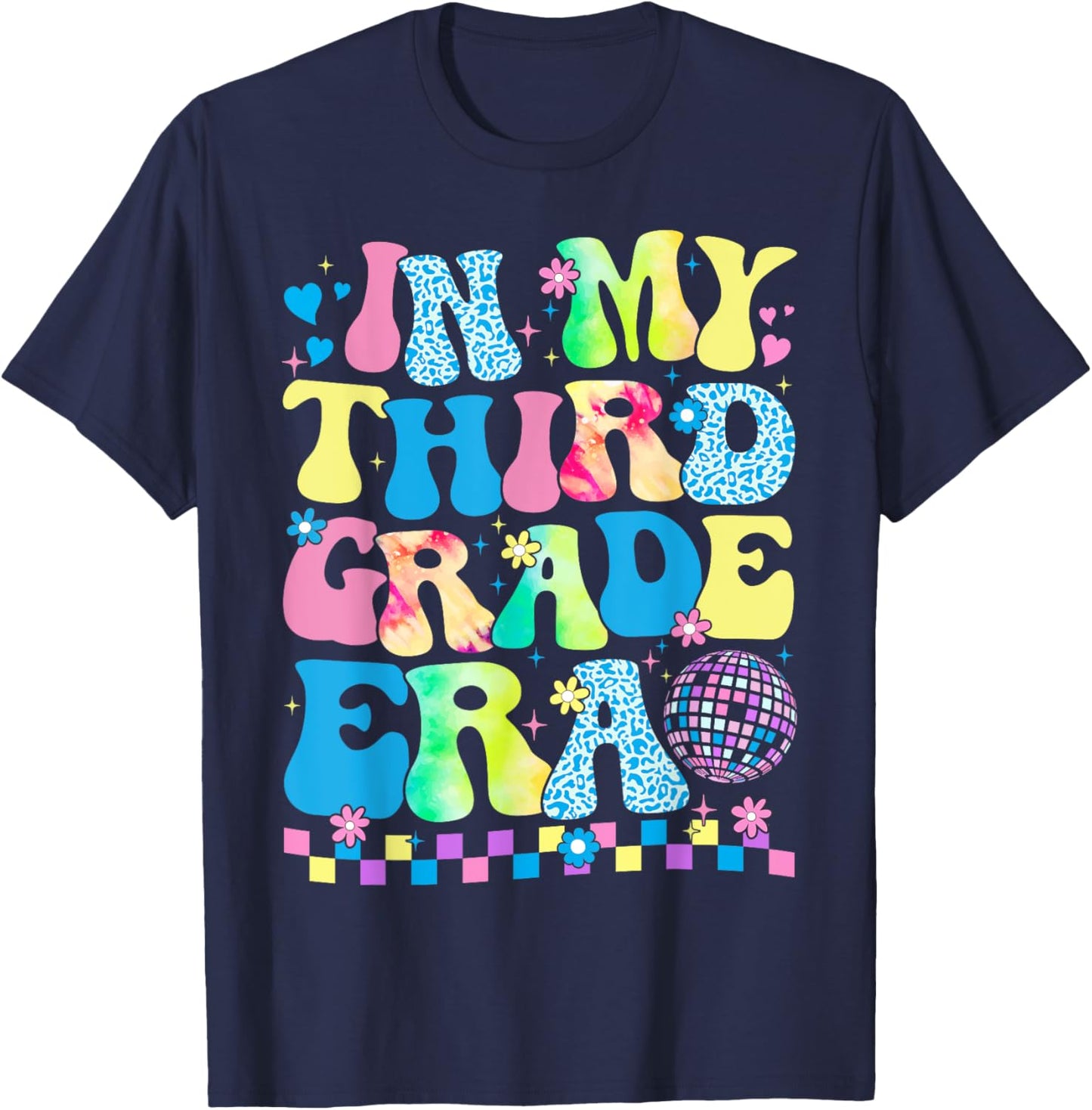 In My Third Grade Era Groovy Back To School Teachers Kids T-Shirt - T-Shirt | Navy