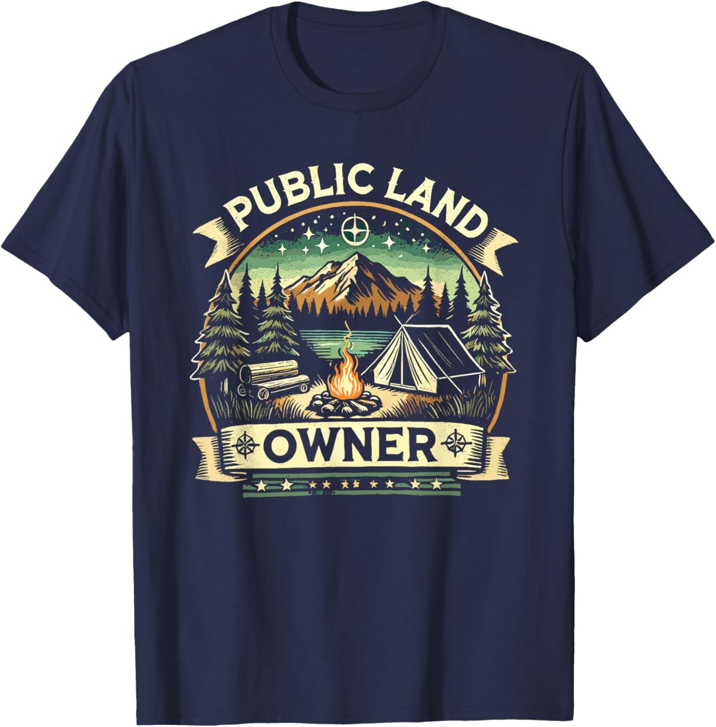 Public Land Owner Outdoor Camping T-Shirt - T-Shirt | Navy
