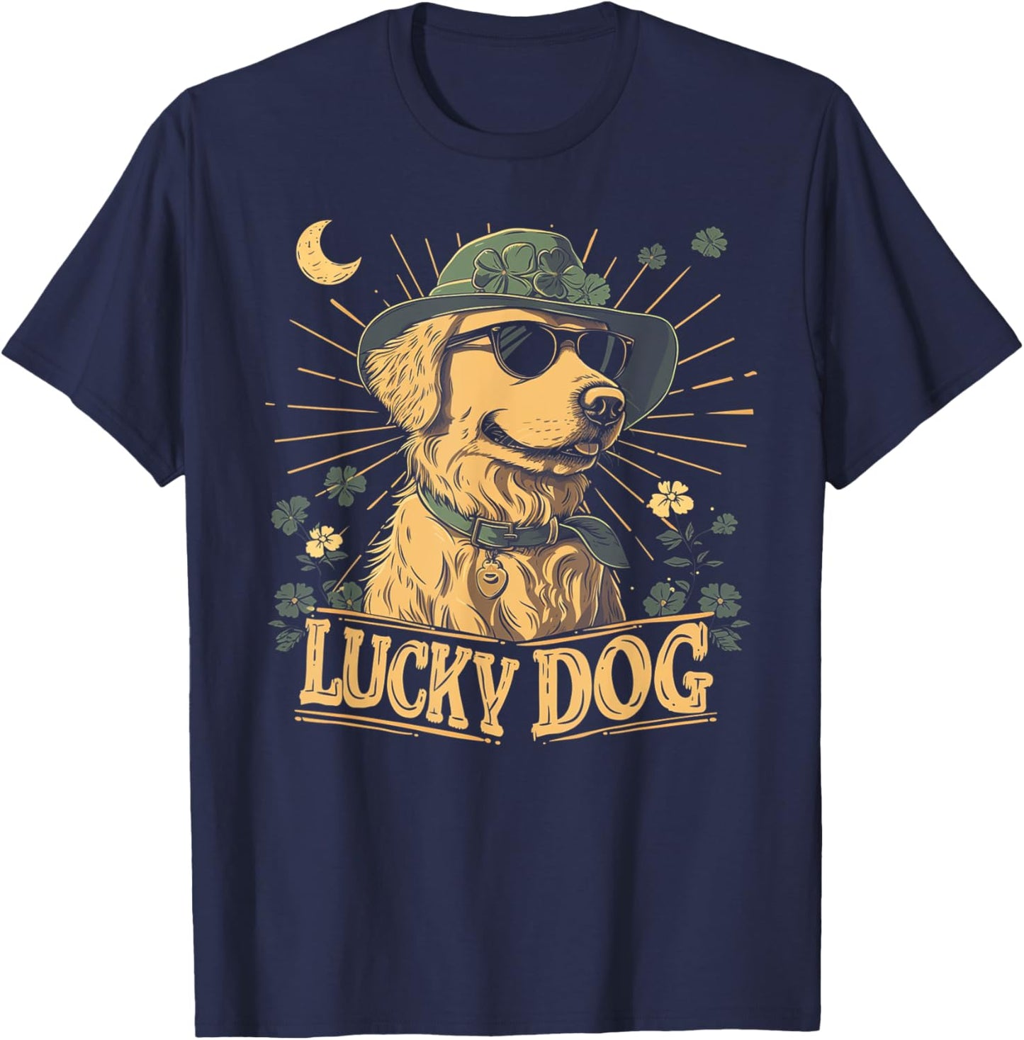 Golden Retriever Dog - St. Patrick's Day Saint Paddy's Irish Women Kids T-Shirt - T-Shirt | Navy