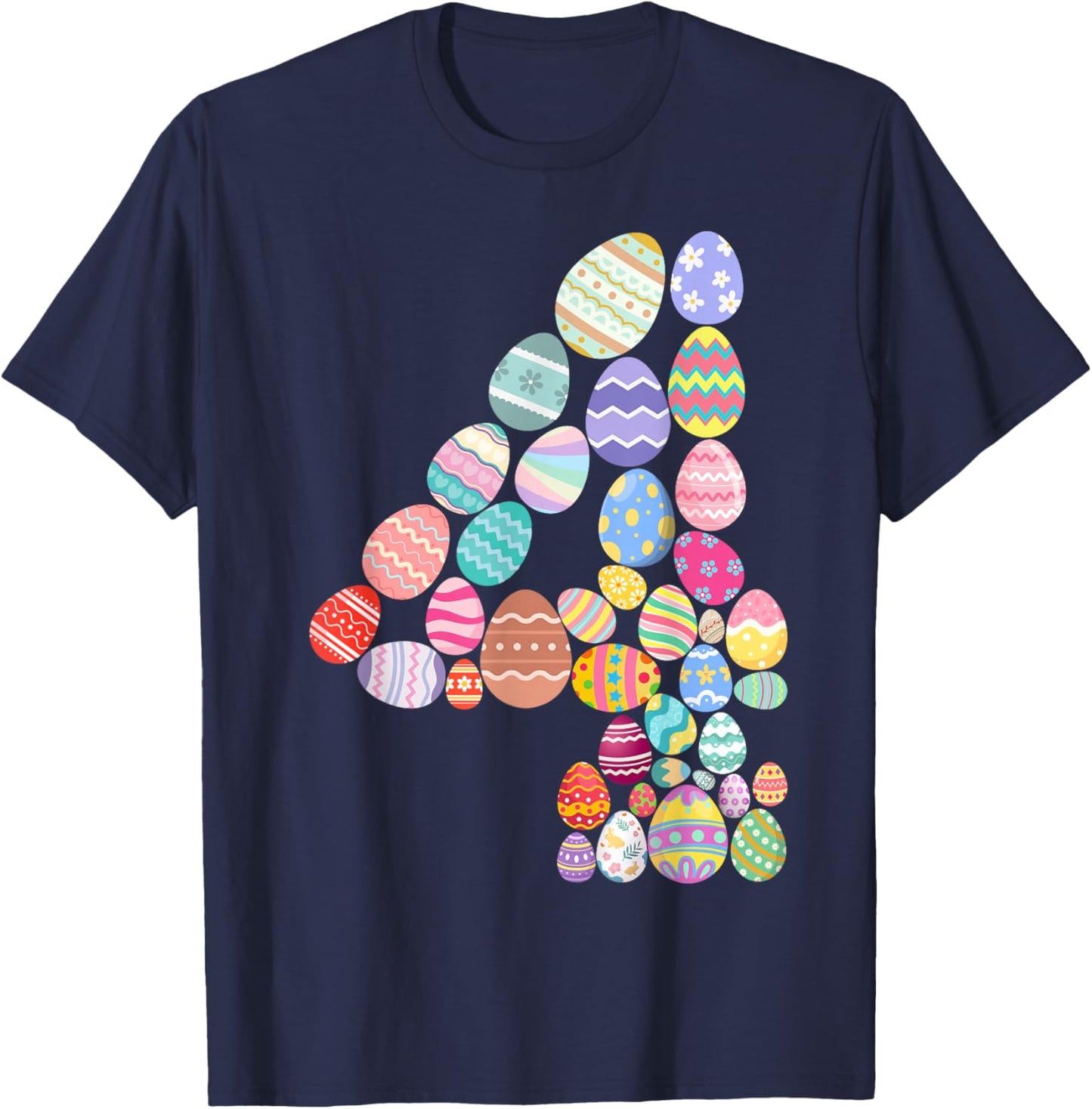 Number 4 Easter Eggs Themed 4th Birthday Boys Kid 4 Year Old T-Shirt - T-Shirt | Navy