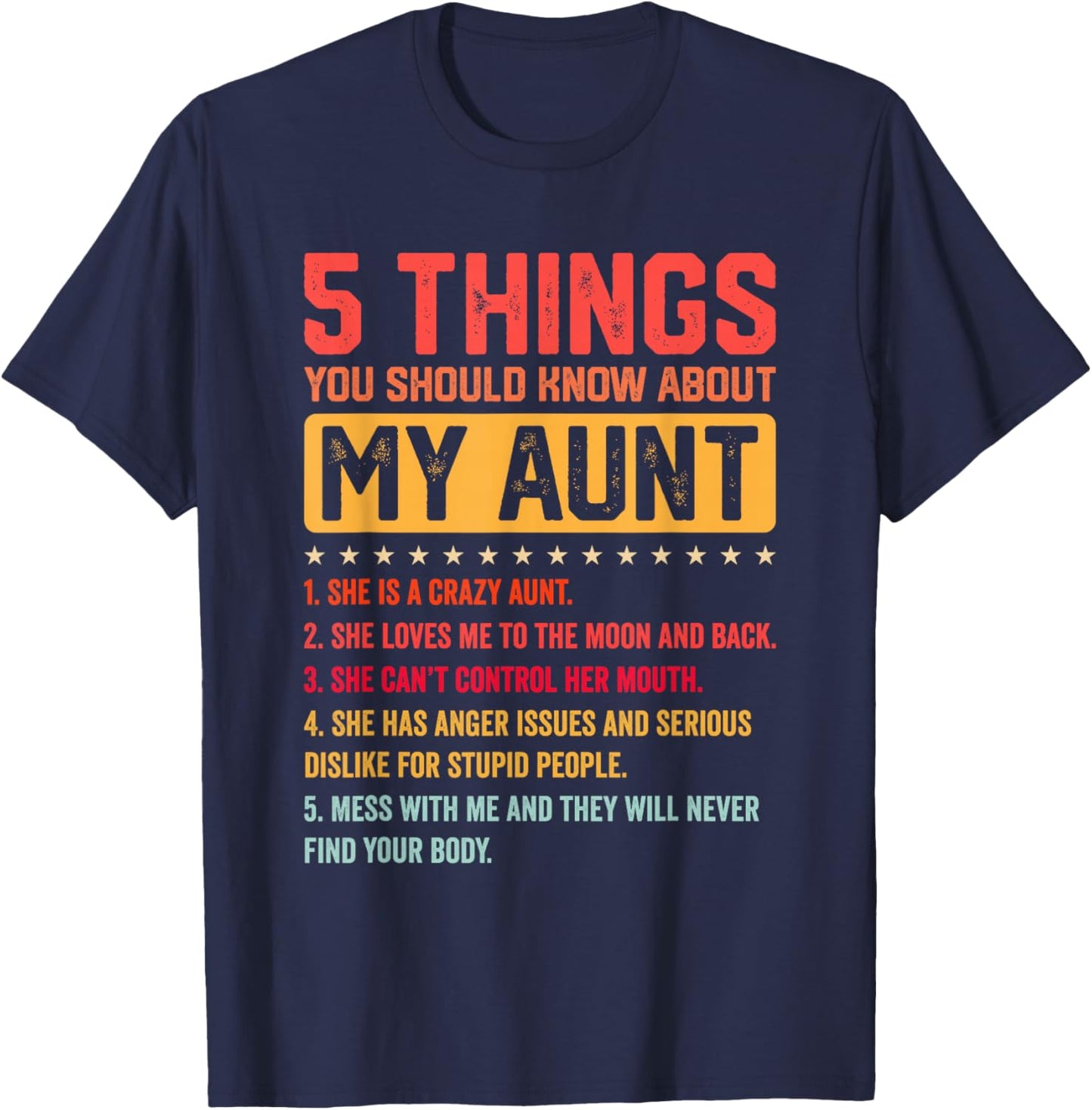 5 Things You Should Know About My Auntie Funny Aunt T-Shirt - T-Shirt | Navy