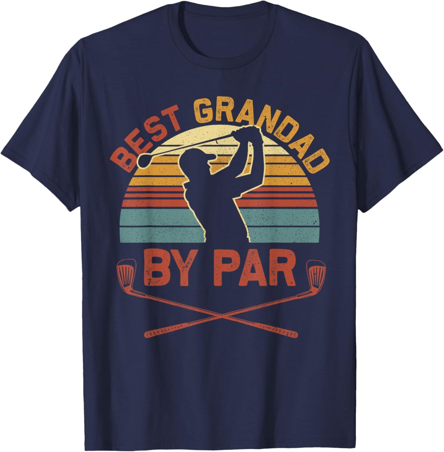 Best Grandad By Par Golfing Vintage Golf Lover Fathers Day T-Shirt - T-Shirt | Navy