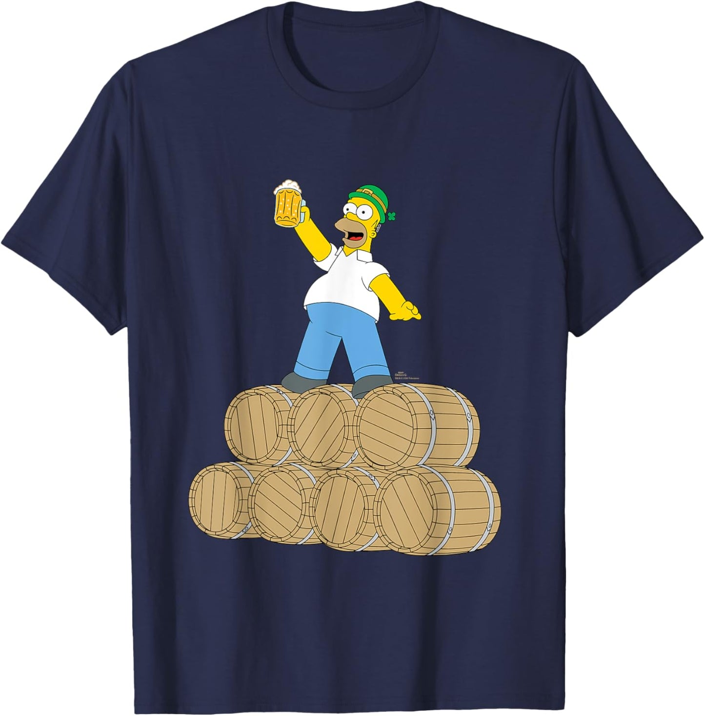NEW The Simpsons St. Patrick's Day Homer Duff Beer Barrels T-Shirt - T-Shirt | Navy