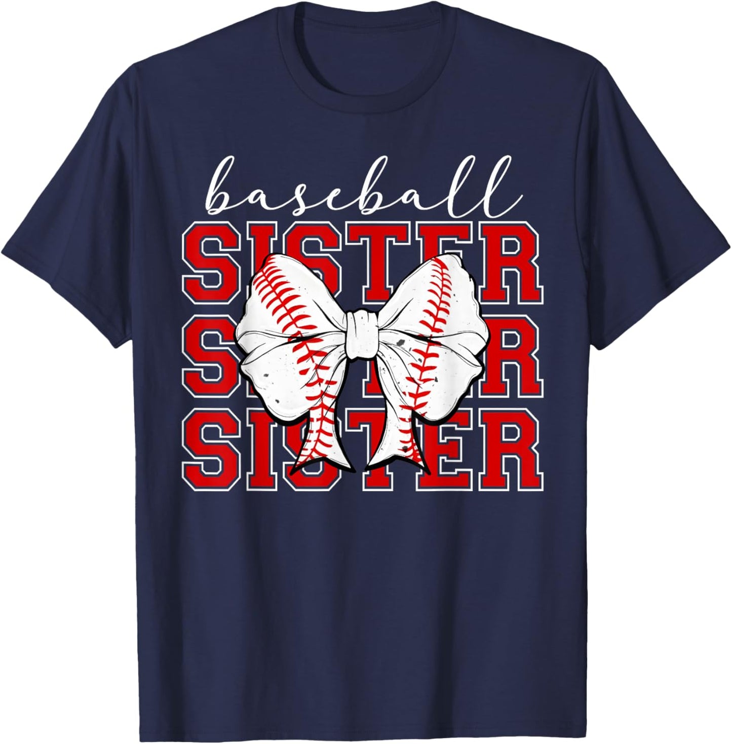 Baseball Sister Vintage Sport Lover Sister Mothers Da T-Shirt - T-Shirt | Navy