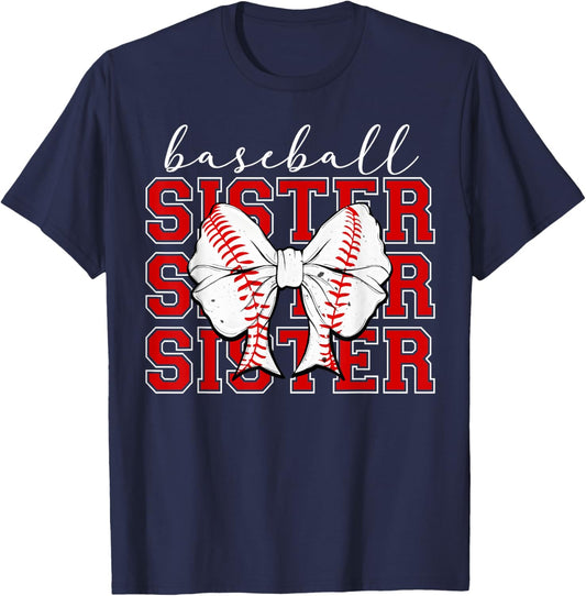 Baseball Sister Vintage Sport Lover Sister Mothers Da T-Shirt - T-Shirt | Navy