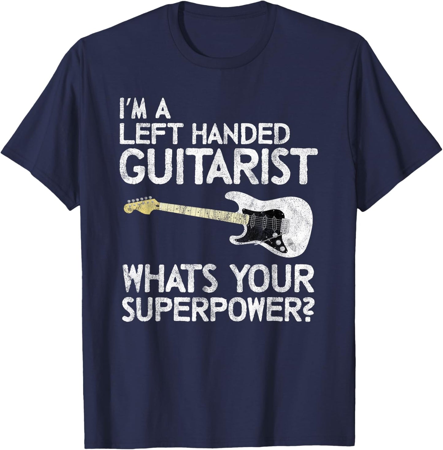 Left Handed Guitarist Lefty Guitar Player Shredder Rock Band T-Shirt - T-Shirt | Navy