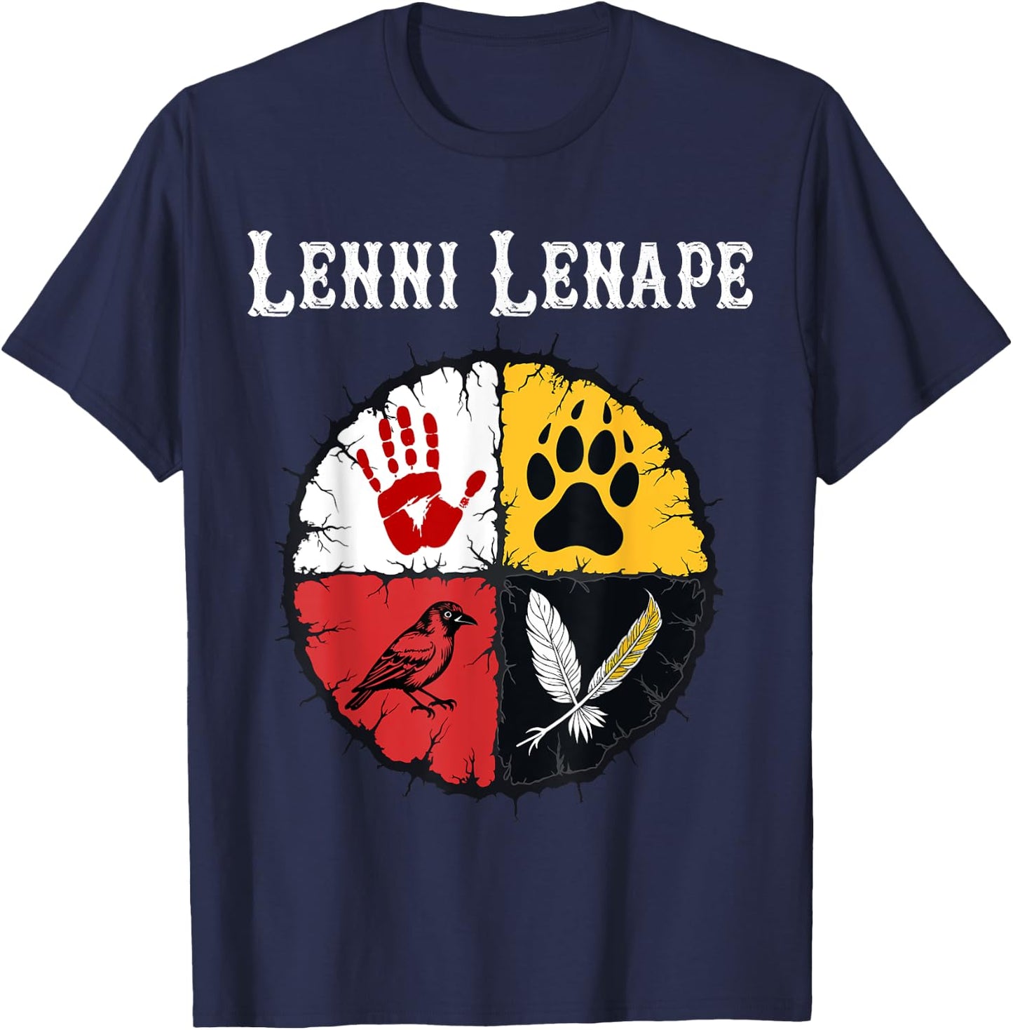 Lenni Lenape Delaware Native American Medicine Wheel T-Shirt - T-Shirt | Navy