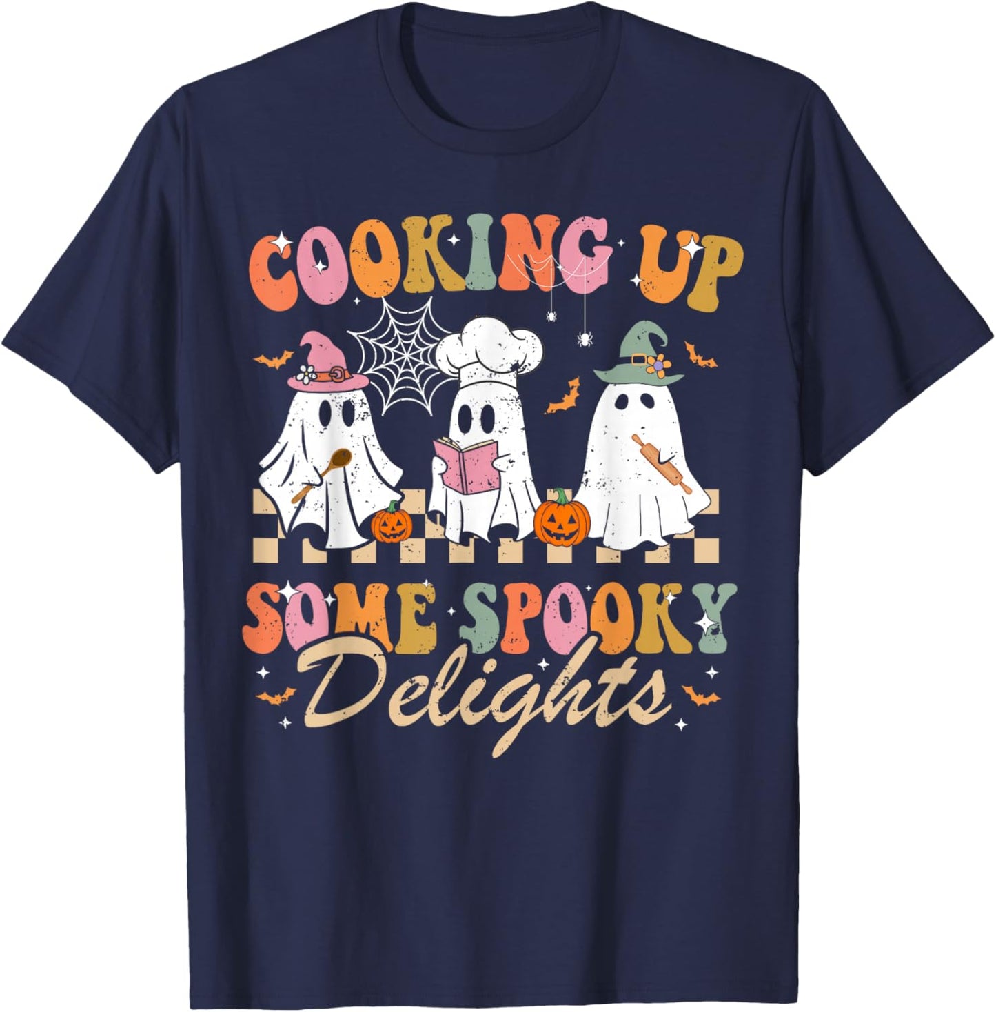 Funny Ghost Cooking For Cook and Kitchen Lovers Halloween T-Shirt - T-Shirt | Navy