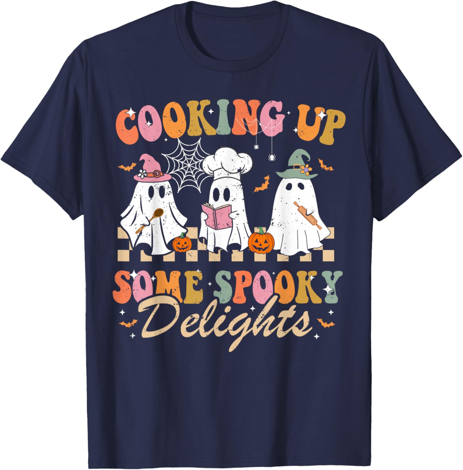 Funny Ghost Cooking For Cook and Kitchen Lovers Halloween T-Shirt - T-Shirt | Navy