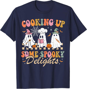 Funny Ghost Cooking For Cook and Kitchen Lovers Halloween T-Shirt - T-Shirt | Navy