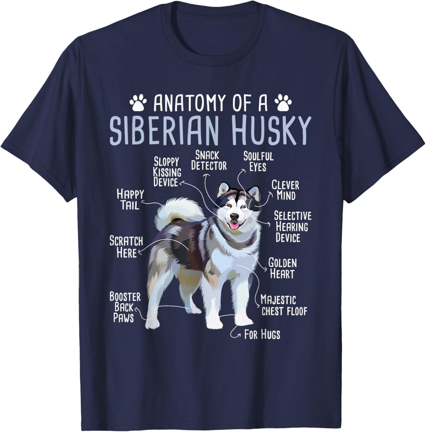 Anatomy Of A Siberian Husky - Dog Breeder Pet Trainer Puppy T-Shirt - T-Shirt | Navy