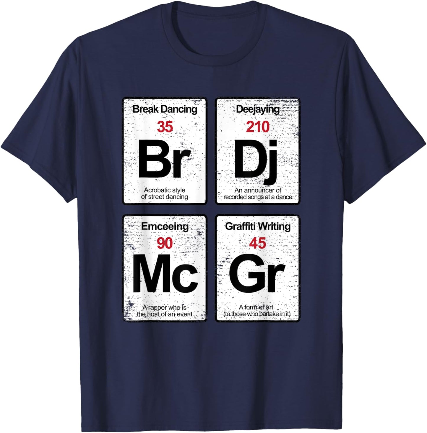 Elements of Hip Hop Rap music distressed gift T-Shirt - T-Shirt | Navy