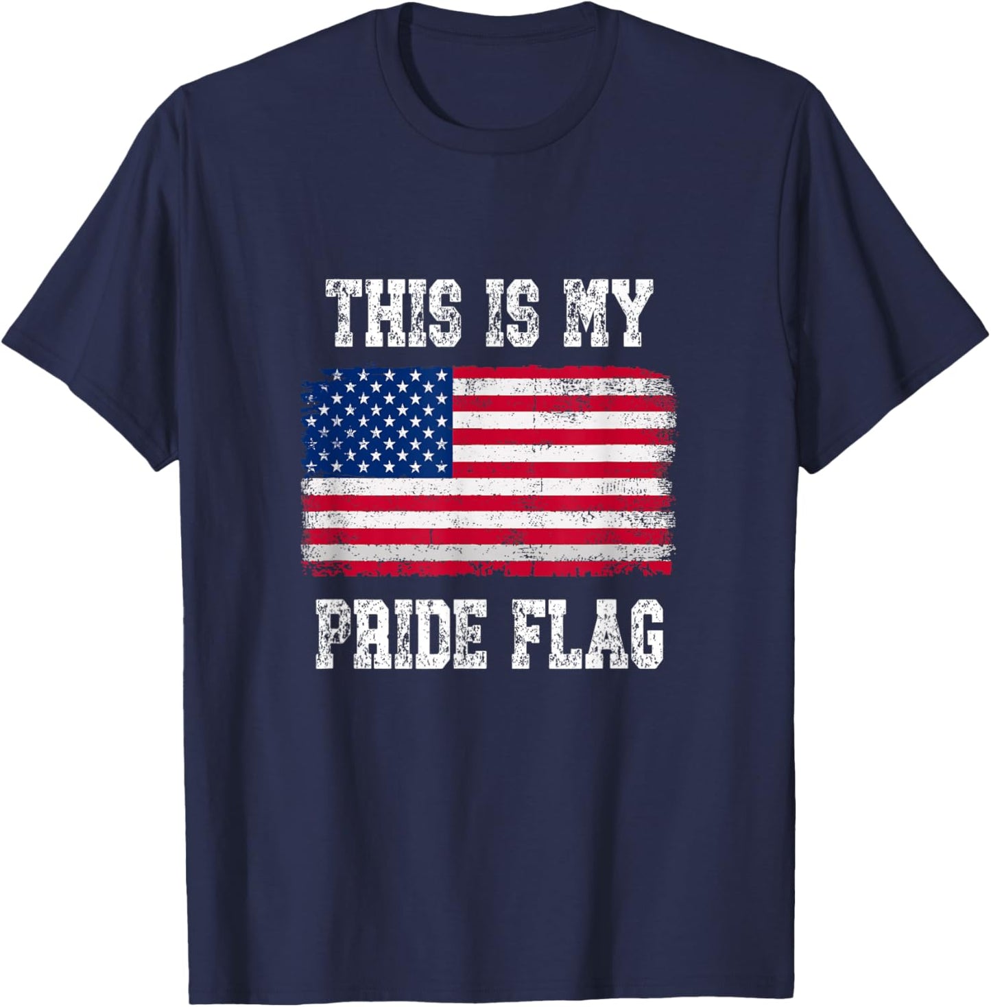 Patriotic American This is My Pride Flag USA T-Shirt - T-Shirt | Navy