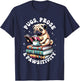 Funny Book Reading Pug Dog Pug Lover Prose & Pawsitivity Men Women Kids T-Shirt - T-Shirt | Navy