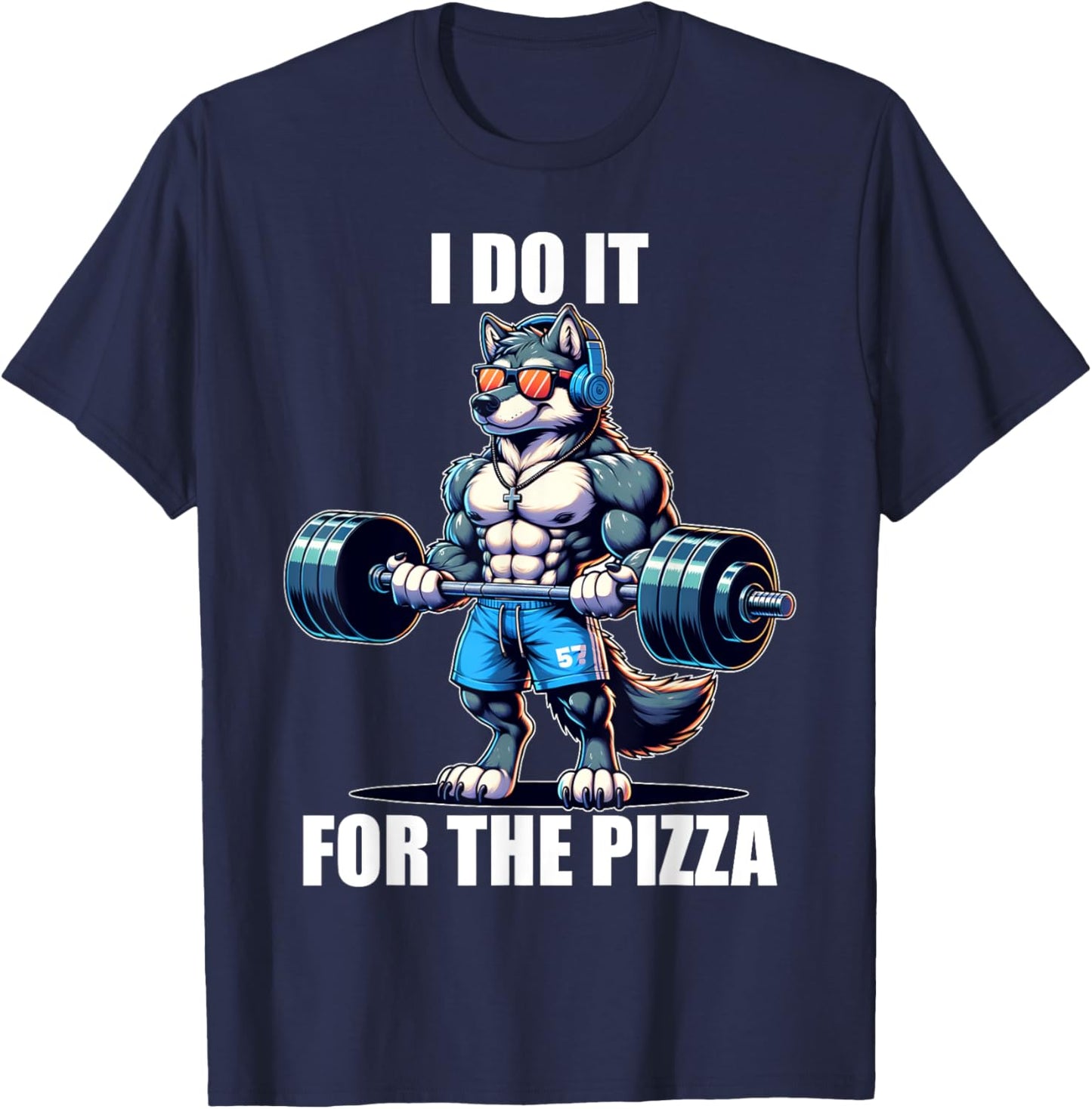 Wolf Funny Gym Weightlifting Bodybuilder Fitness Workout , Small, Black T-Shirt - T-Shirt | Navy