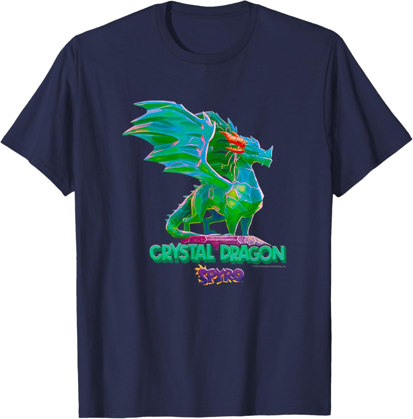 Spyro Crystal Dragon Retro Neon Shimmer Poster T-Shirt - T-Shirt | Navy