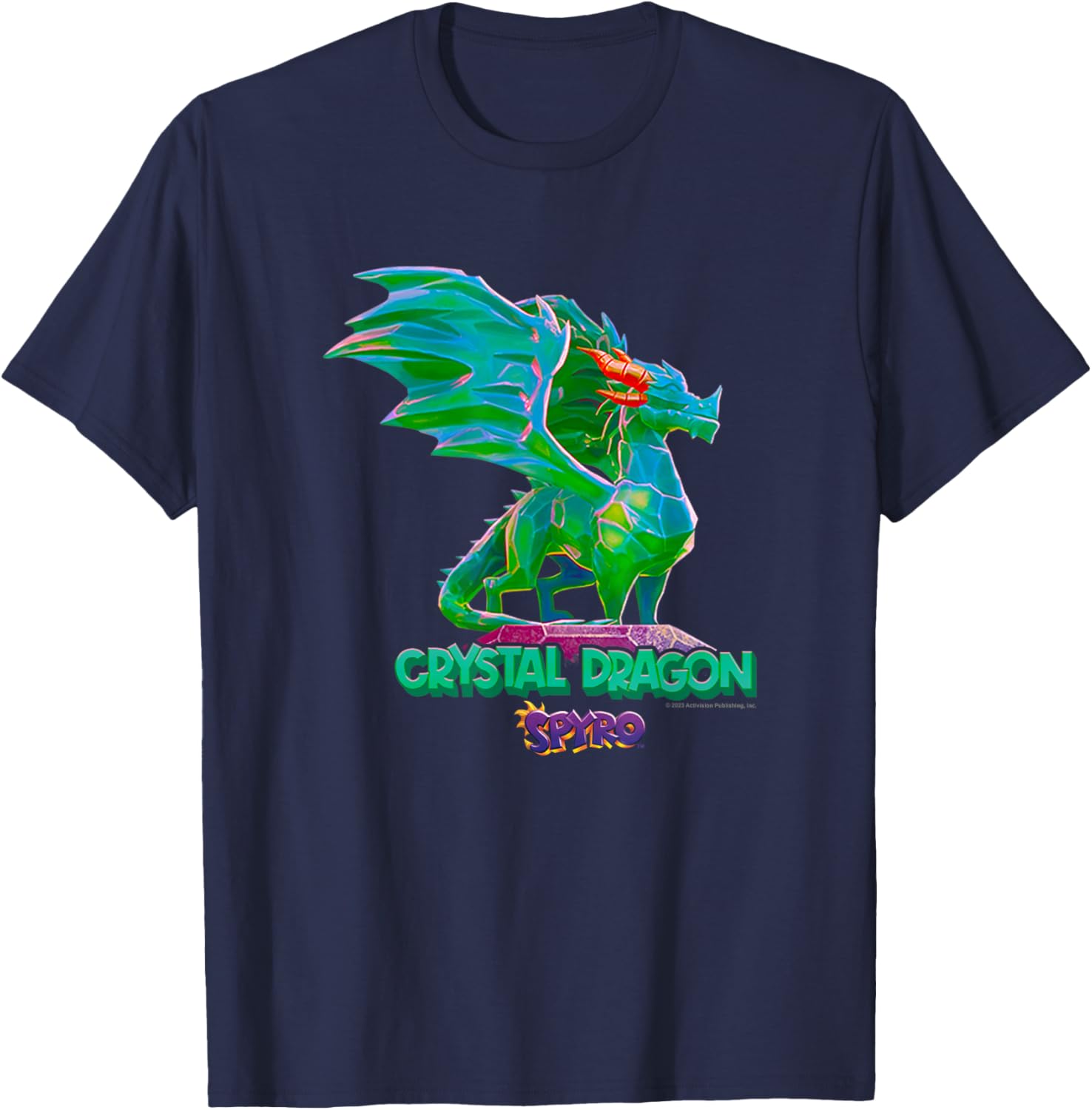 Spyro Crystal Dragon Retro Neon Shimmer Poster T-Shirt - T-Shirt | Navy