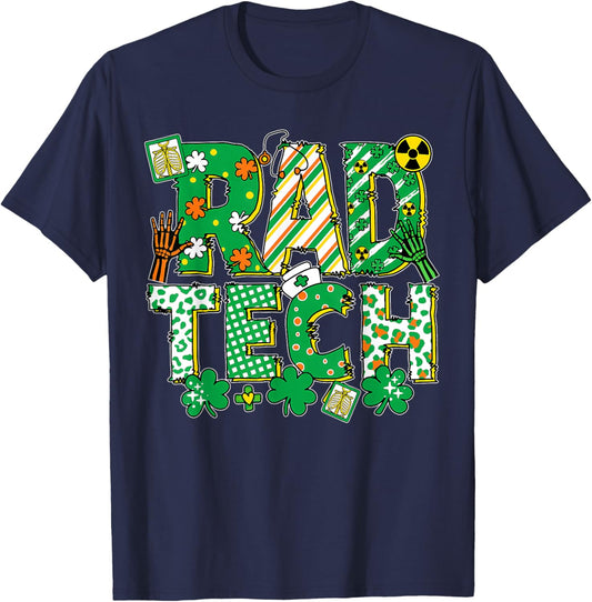 Rad Tech Nurse St. Patrick's Day Shamrock Radiologist T-Shirt - T-Shirt | Navy