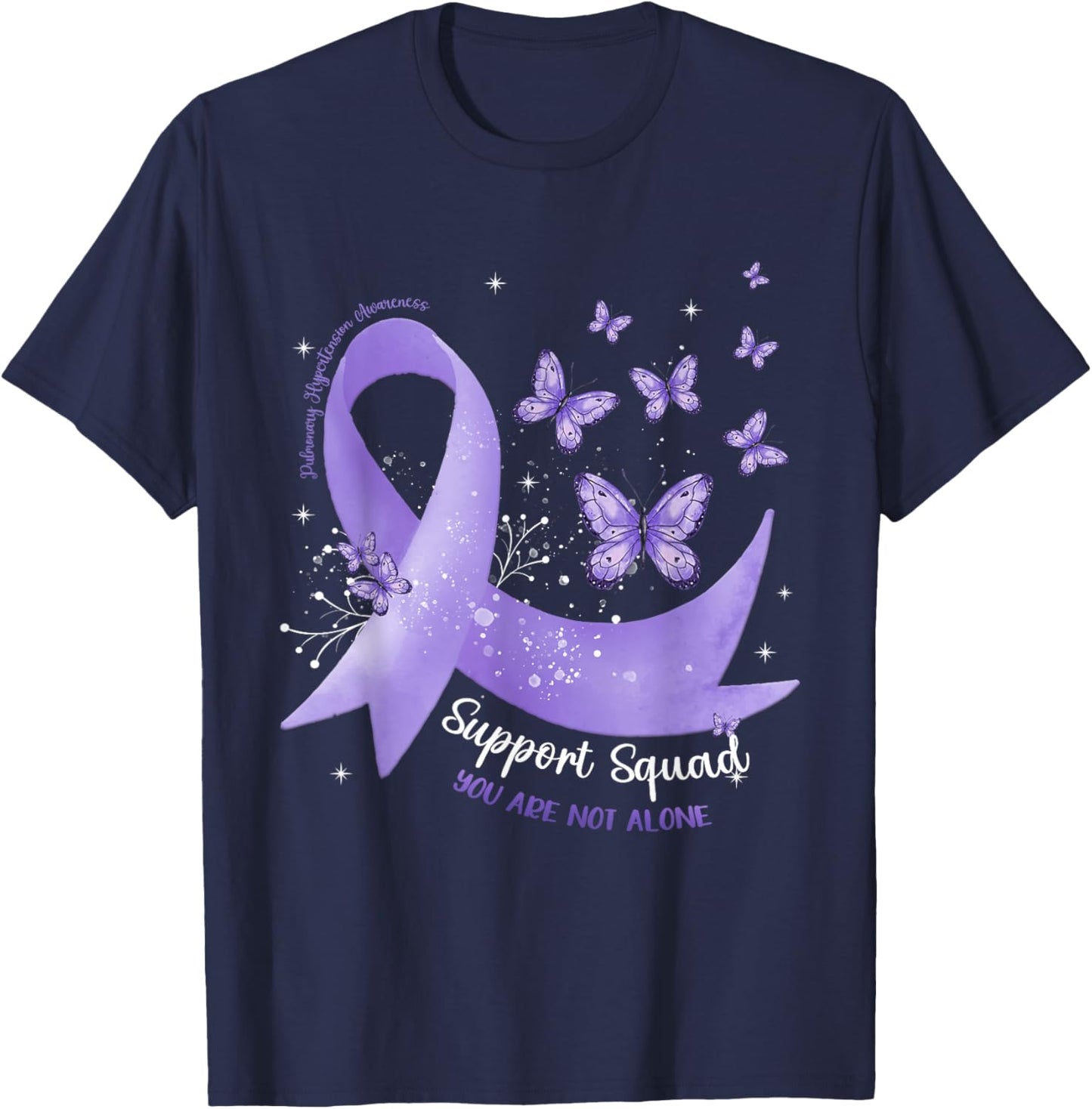 Support Squad Periwinkle Ribbon Pulmonary Hypertension T-Shirt - T-Shirt | Navy