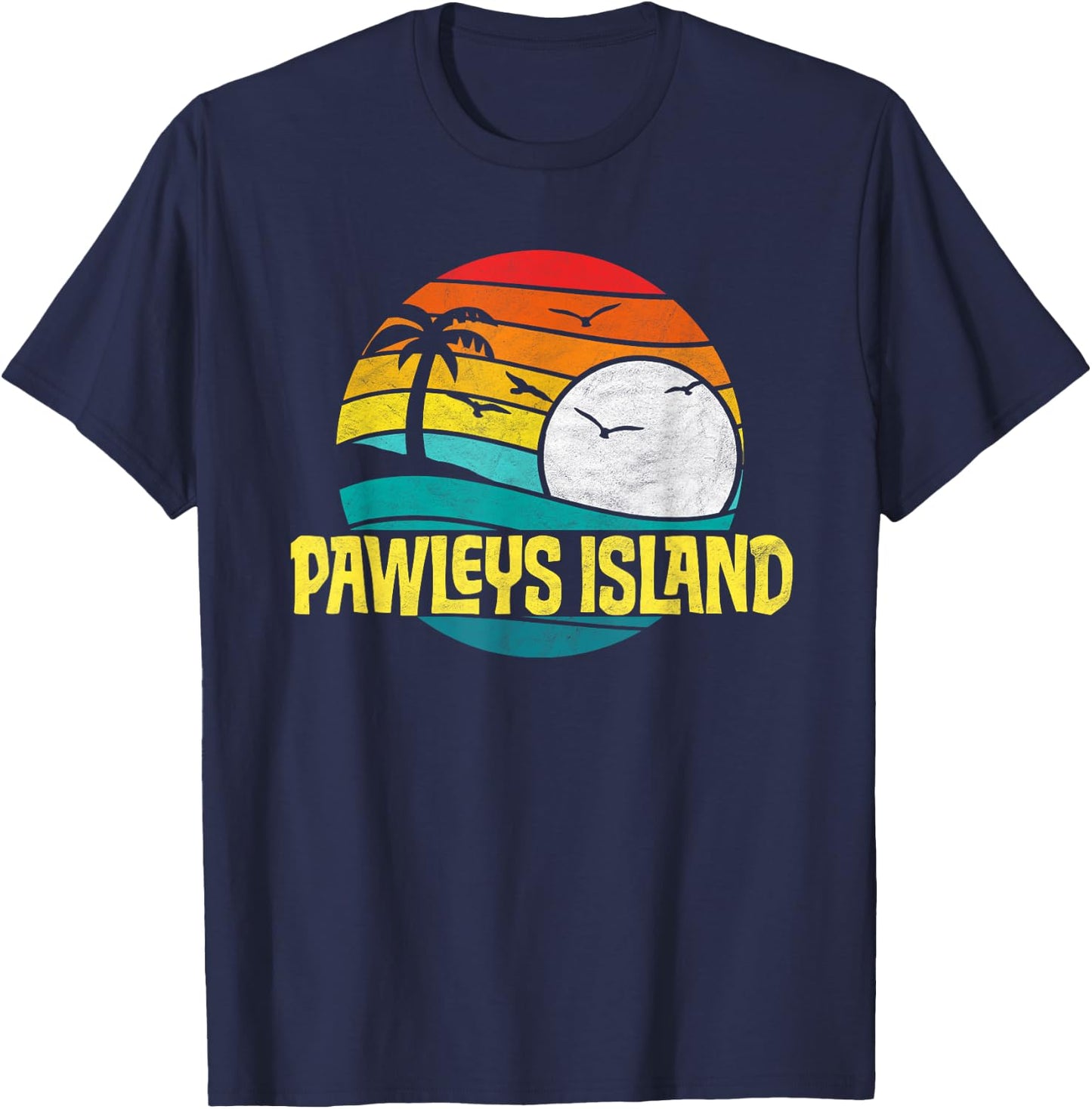 Retro Pawleys Island Beach Sun & Surf Eighties Graphic T-Shirt - T-Shirt | Navy