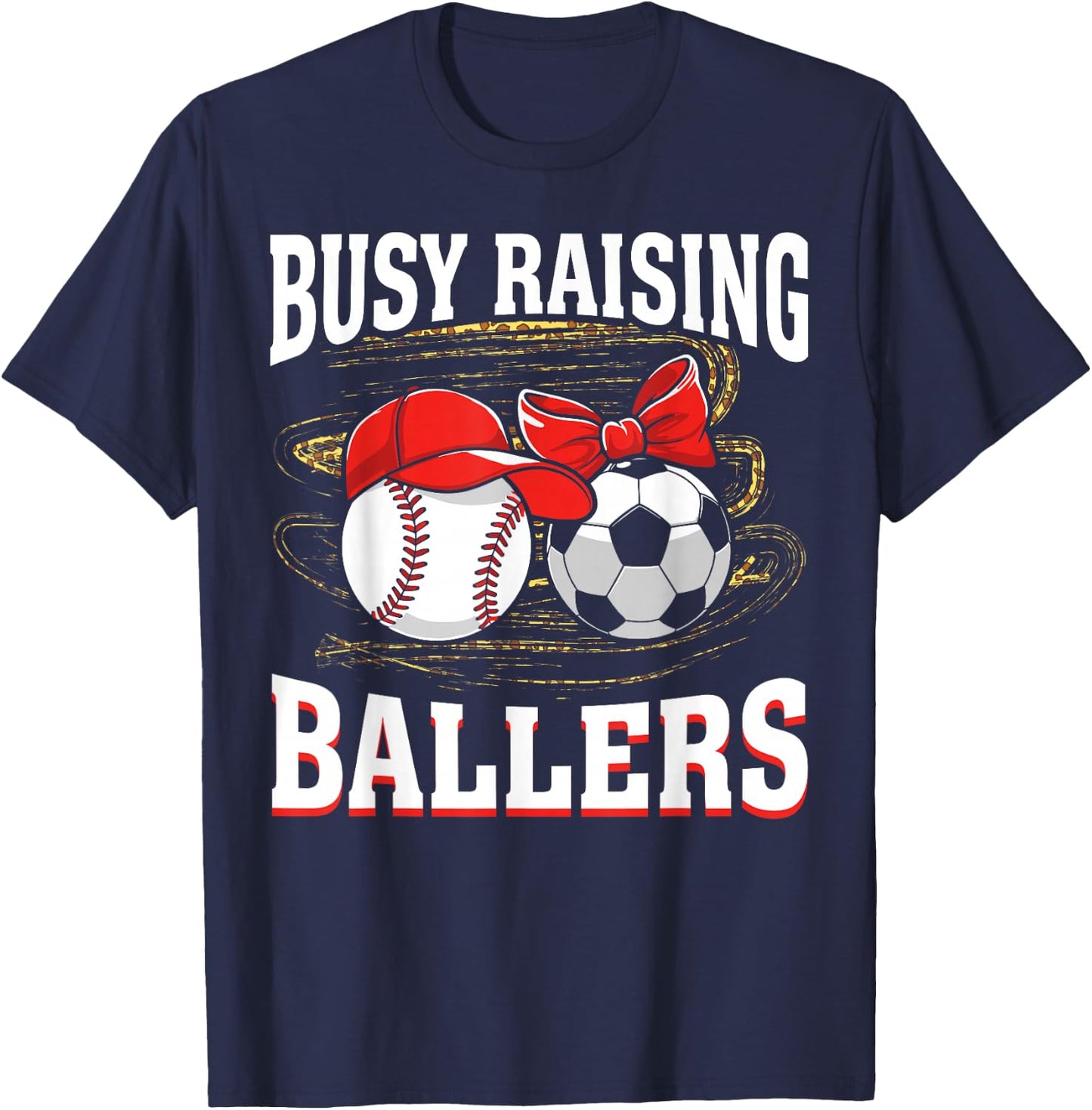 Busy Raising Ballers baseball soccer mom leopard women T-Shirt - T-Shirt | Navy