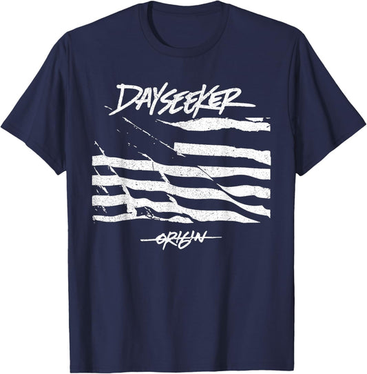 Dayseeker Merch, A Flag Design, White Color T-Shirt - T-Shirt | Navy