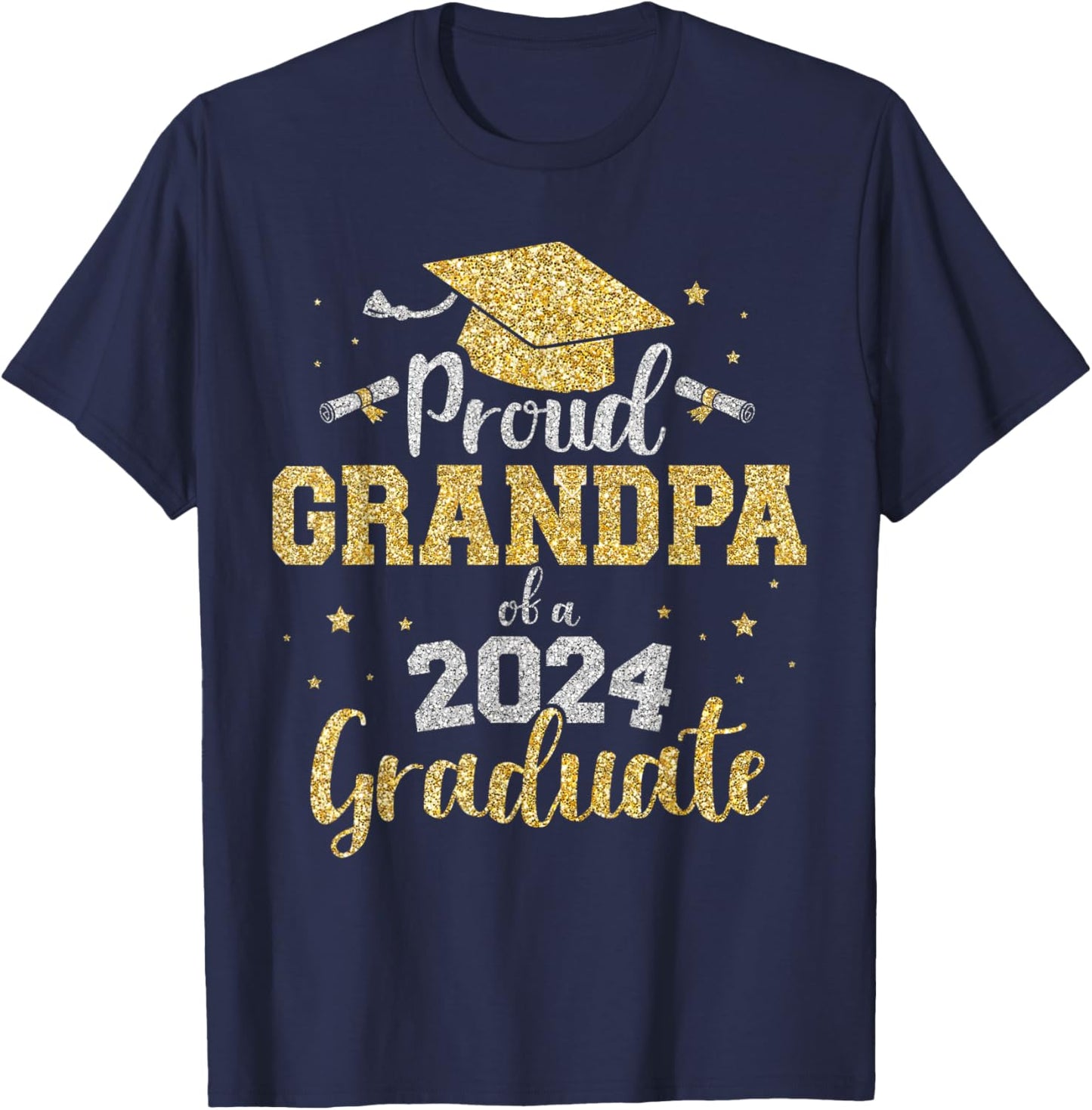 Proud grandpa of a class of 2024 graduate senior graduation T-Shirt - T-Shirt | Navy