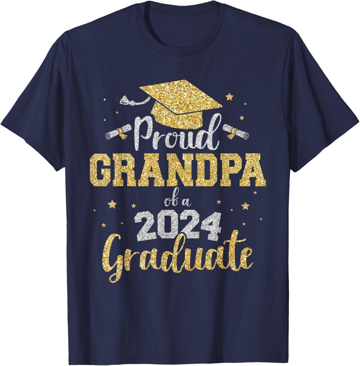 Proud grandpa of a class of 2024 graduate senior graduation T-Shirt - T-Shirt | Navy
