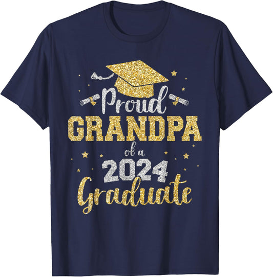 Proud grandpa of a class of 2024 graduate senior graduation T-Shirt - T-Shirt | Navy