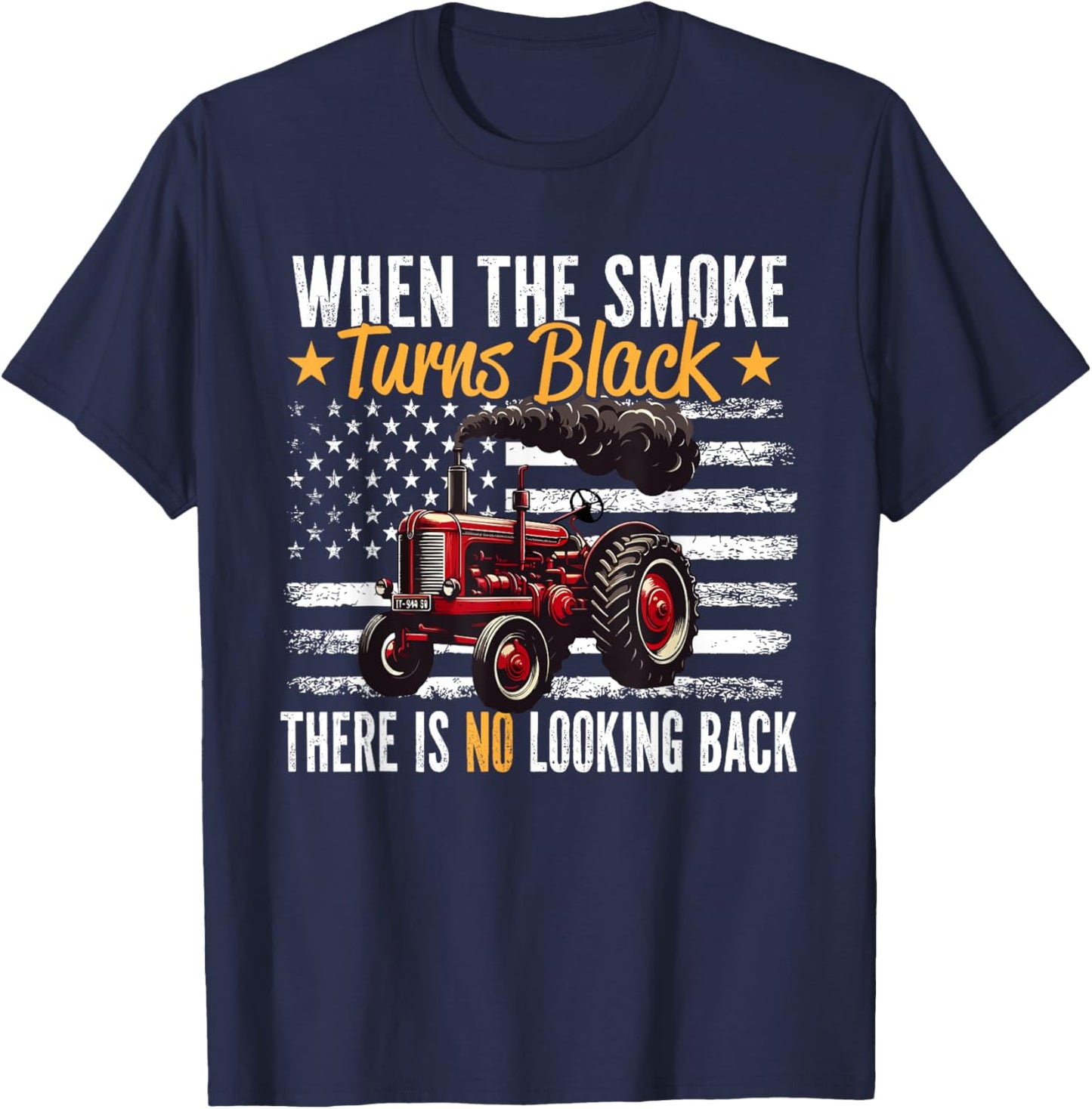 Tractor Pulling Power Smoke Turns Black Tractorpulling USA T-Shirt - T-Shirt | Navy